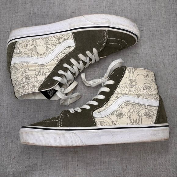 Vans SK8 High Desert Skulls Grape Leaf Shoes Green Suede Canvas Unisex Women's 9 - Picture 10 of 11